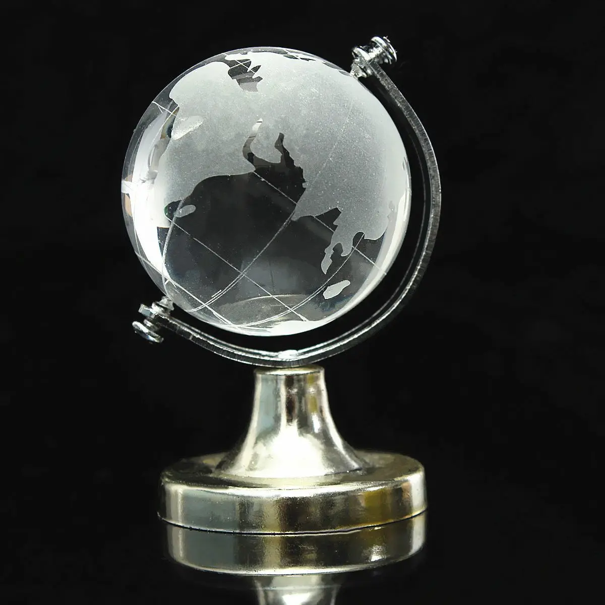 

Crystal Glass Frosted World Globe Stand Paperweight Home Desk Wedding Decorate