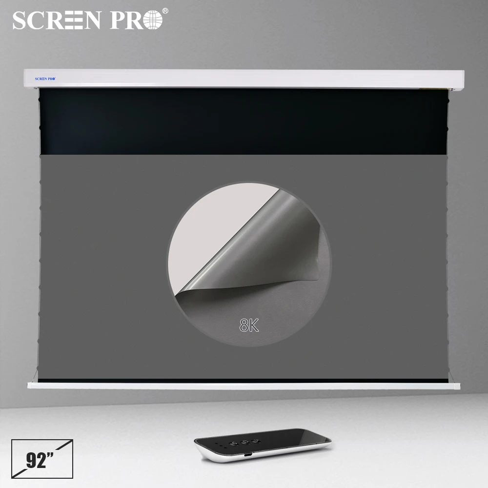 

92inch Electric Retractable Projection Screen 16:9 Motorized ALR Screen With Remote For Long-Throw/Short-Throw Video Projector