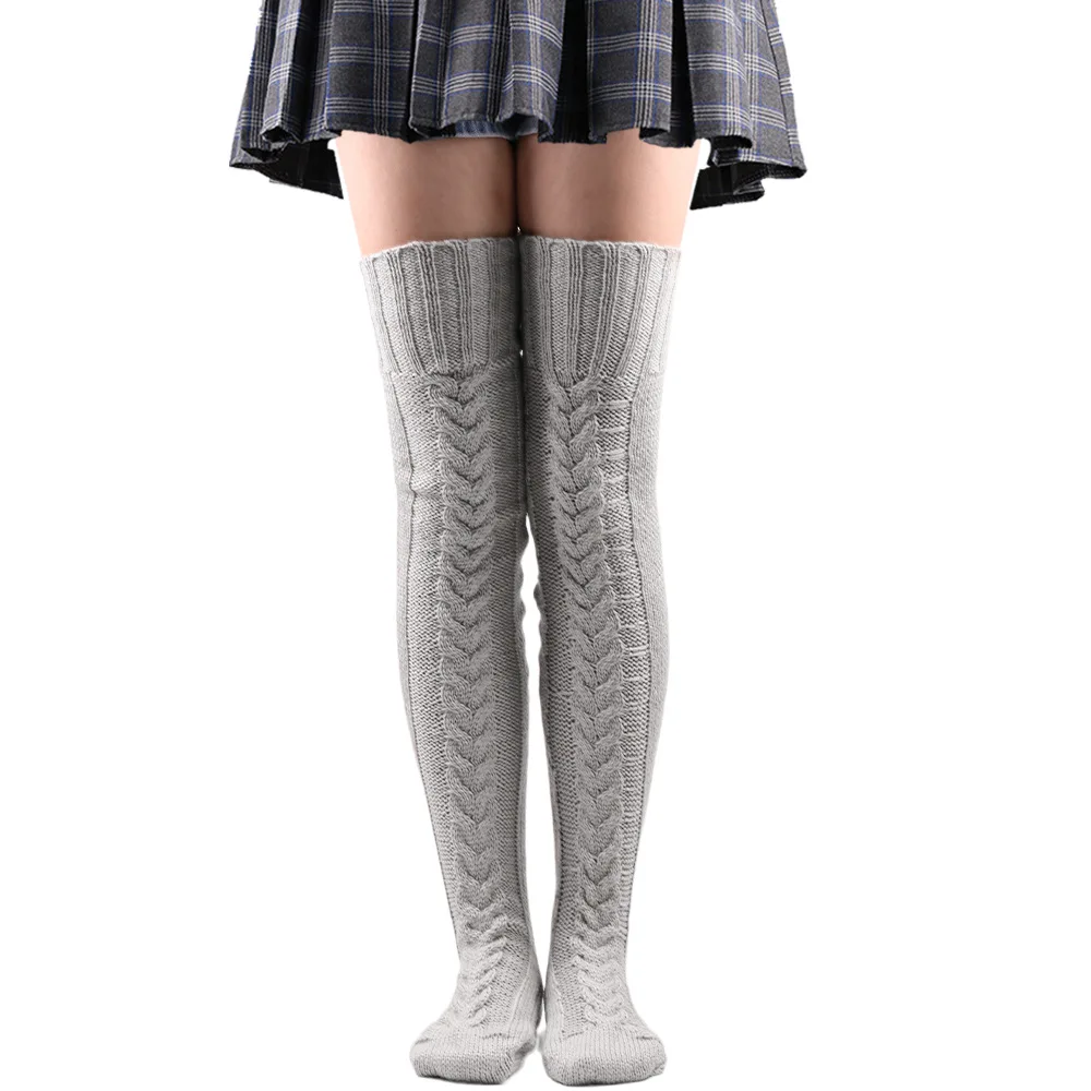 Women's Thigh-High Wool Blend Fashion Socks - Cozy Solid Color Autumn Essentials