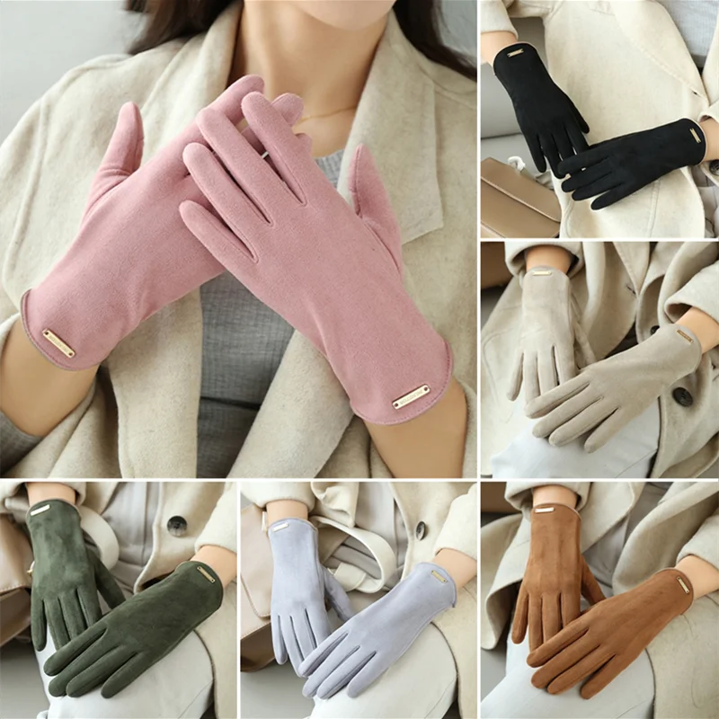 

Fashion Lady Gloves Women Winter Vintage Touch Screen Driving Keep Warm Windproof Glove Mittens Dropshiping Cycling Mittens