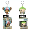 FUNKO Keychains One Piece Roronoa Zoro TonyTony Chopper Kwaii Compact Anime Doll Pendant Pocket Keychain Toy Gift for Children 1