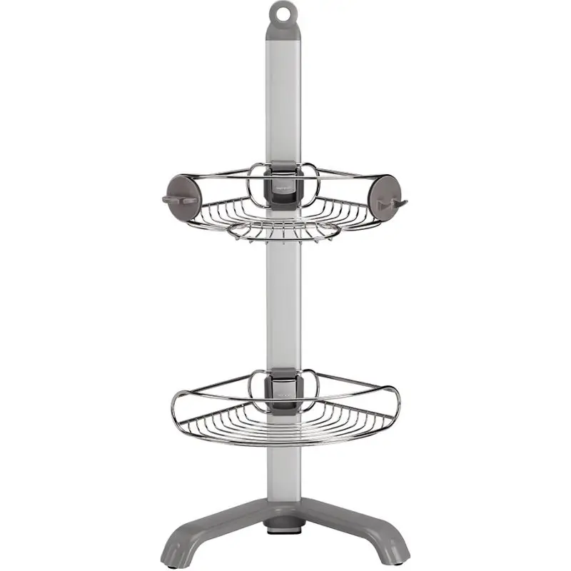 

Elegant Sleek Corner Shower Caddy in Stainless Steel/Anodized Aluminum Silver