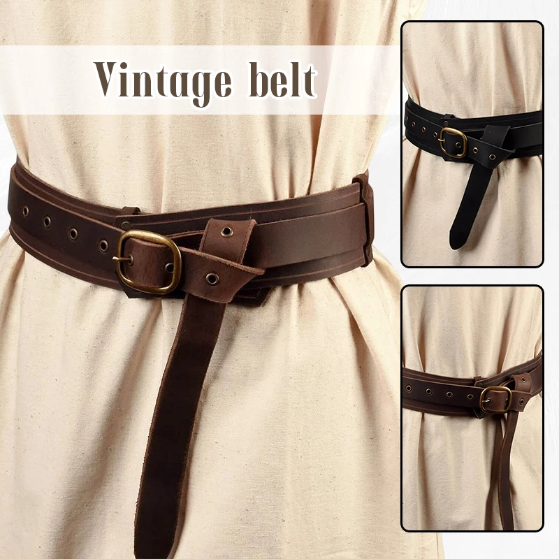 Sword Belt Sheath Medieval Vintage Waist Belt Viking Knight Waistband Gothic Medieval Buckle Belt PU Leather Larp Cosplay Costume Accessories