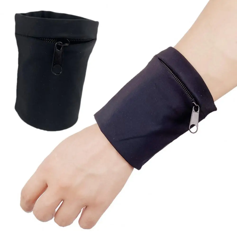 Man Wrist Wallet Pouch Zipper Running Bag Women hair band Gym Cycling Wrist Support Band Bag Coin Key Pocket Sweatbands