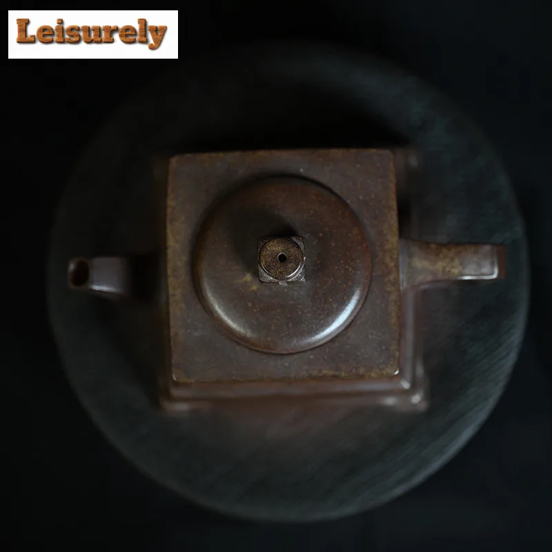 200ml Yixing Purple Clay Teapots Handmade Square Pot Raw Ore Wood-fired Porcelain Mud Tea Brewing Kettle With Infuser Zisha Tea