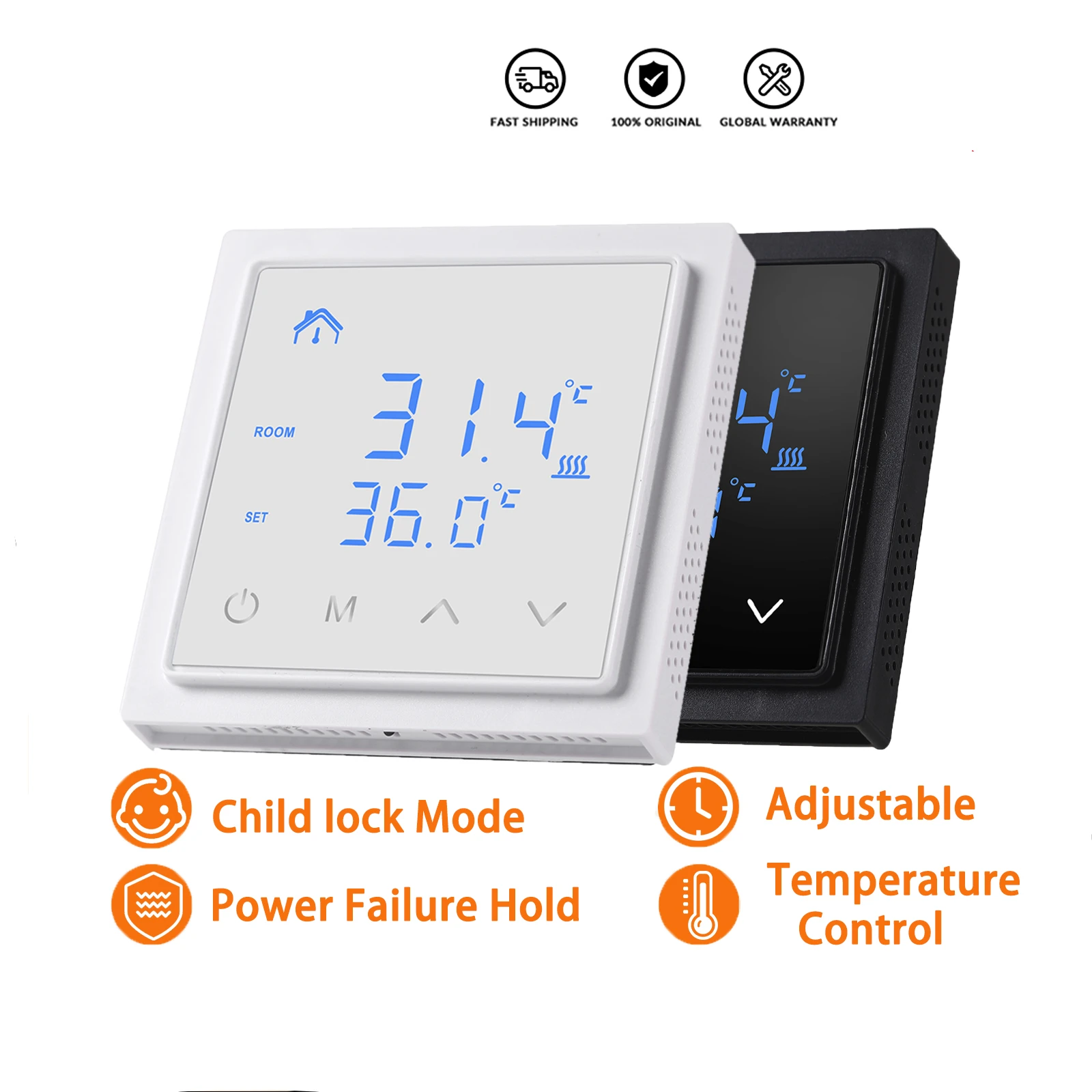 

Smart Thermostat 16A Temperature Controller Floor Heating with LED Touch Screen 85-265V Electric Heating Control Smart Home
