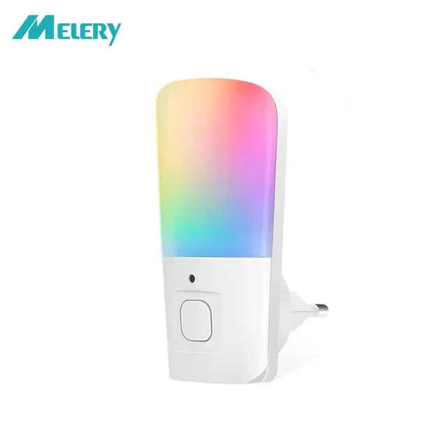 Melery Night Light Bulbs EU Plug 0.5W Low Power Sensor Control RGB Plug-in Color Changing Susk To Dawn Home Office Lamp Creative 1