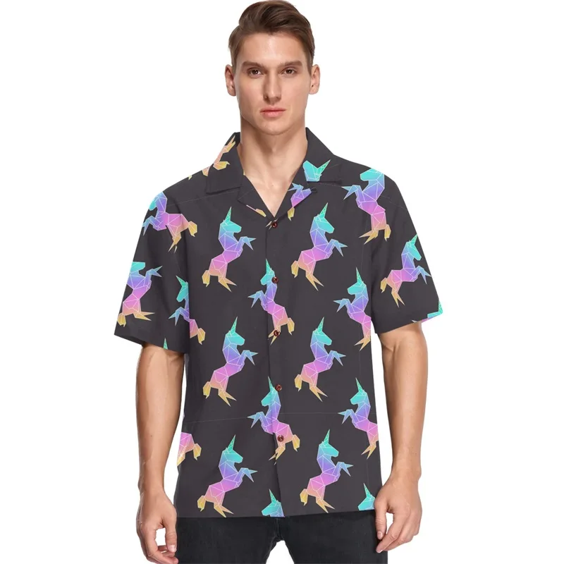 thumbnail image 1 of Camisas hawaianas para hombre, de manga corta, con estampado 3D de animales, camisa de playa Aloha, camisas informales de verano de gran tamaño con botones, 1 of 5