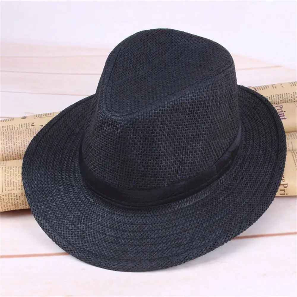 Mode Sommer Männer Stroh Hut Casual Sommer Reise Breiter Krempe Sonnenhut Männer Stroh Hut Cowboy Kappe Panama Reise Strand Cowboy Kappe – Detail 8