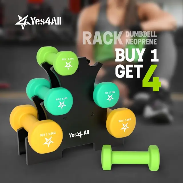 Coated Dumbbell Hand Weight Sets Multiple Weight Options with Rack Anti roll Anti Slip Hexagon Shape 3-5-8lb