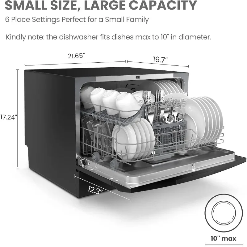 COMFEE&rsquo; Countertop Dishwasher, Energy Star Portable Dishwasher, 6 Place Settings & 8 Washing Programs, Speed, Baby-Care,