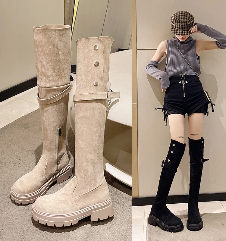 

Женские ботинки на плоской платформе, с круглым носком, на молнии