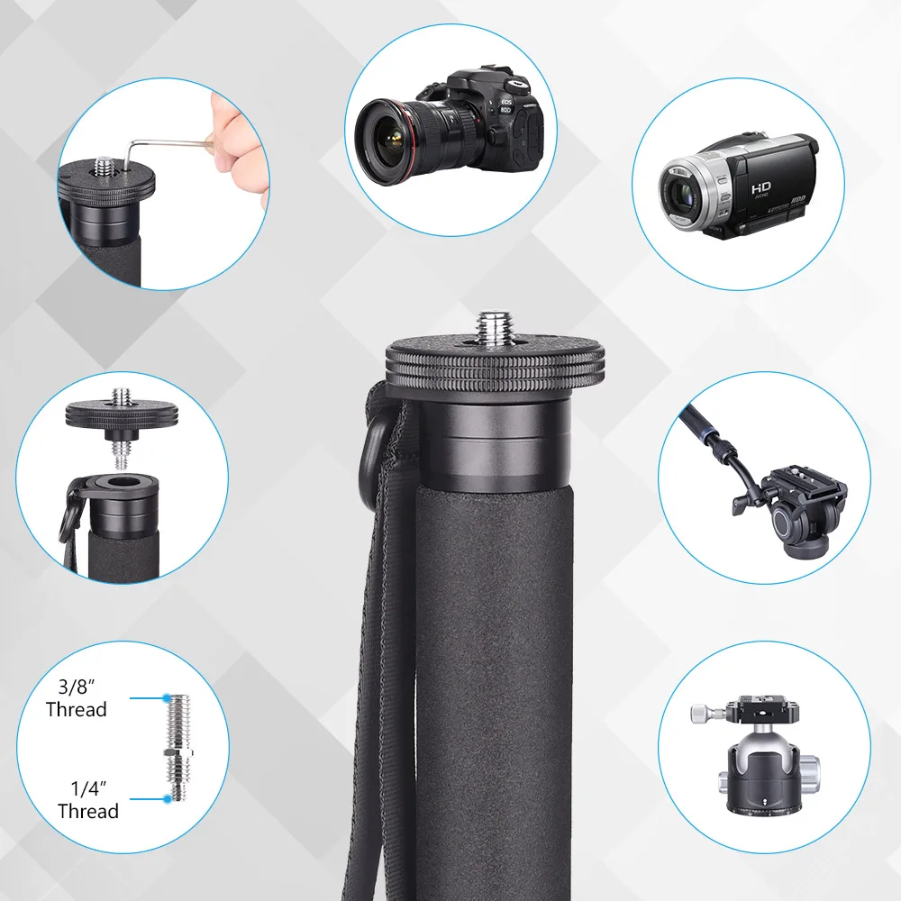 VICELK 171cm  ī޶   ˷̴ ձ   ĵ Canon Nikon GoPro DSLR ķڴ, AM-05
