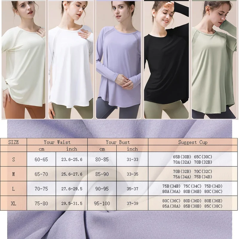 Aiithuug Loose Fit Casual Shirts Soft Mesh Split Back Yoga Long Sleeve Casual Tops Relaxed Shirts Workout UV Quick Dry