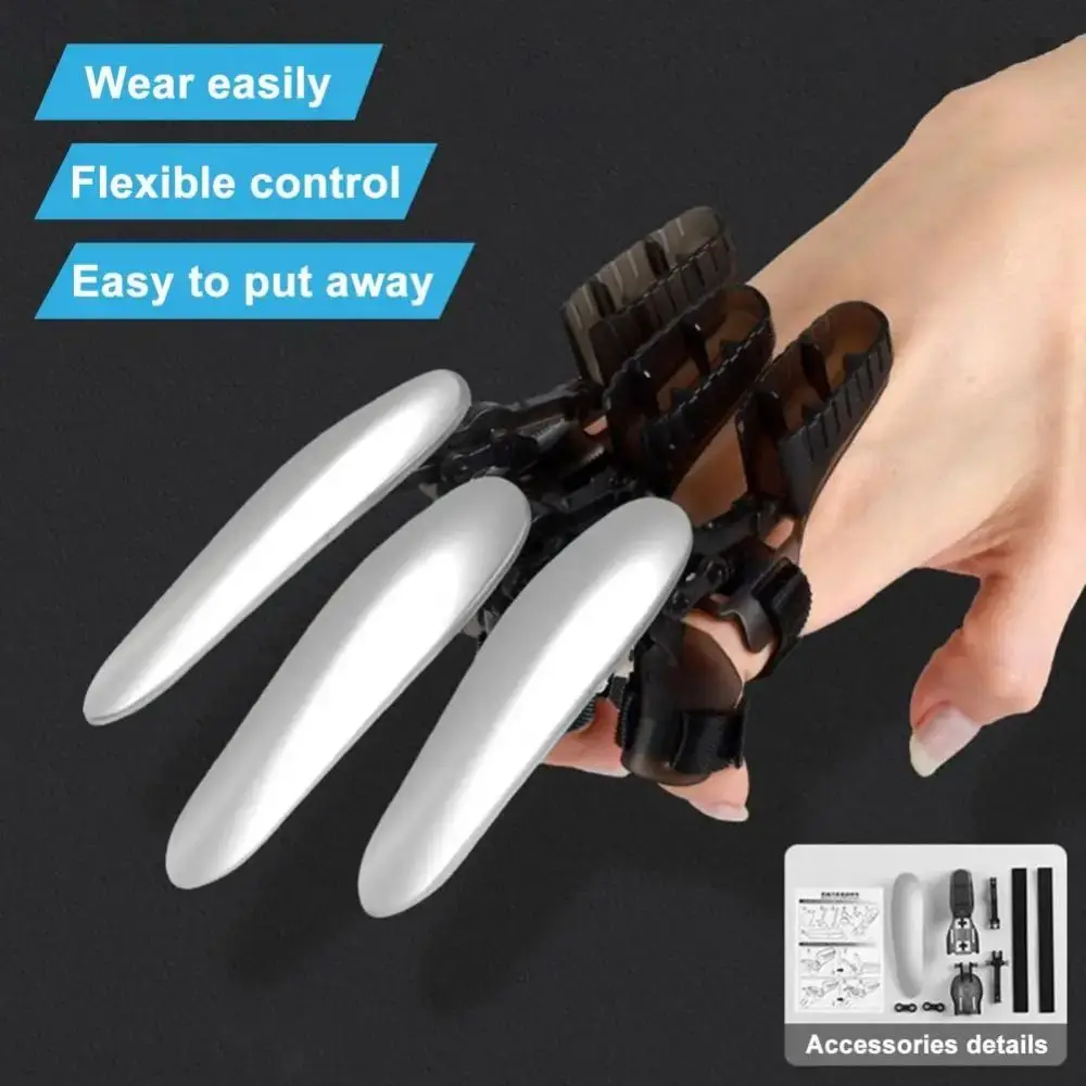 3pcs 3D Assembly Retractable Mechanical Claws Luminous Transparent Glowing Wolf Claws Cool Adjustable Finger Wolverine Claws