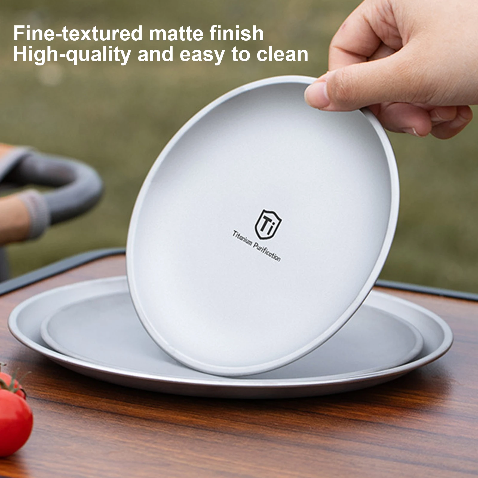 Camping Tableware Titanium Ultralight Portable Outdoor Camping Round Plate Fruit Salad Dinner Dishes Tableware For Picnic