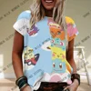 New Arrivals Pokémon Womens T-Shirts Tops Pokemon 3d Print T Shirt Trendy Summer Casual Short Sleeve Pikachu Cute Clothing Tees 6