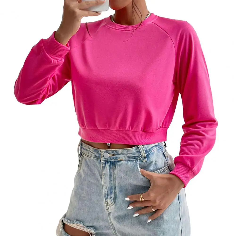 

Women Sweatshirt Cozy Stylish Women's Short Sweatshirts with Elastic Cuff Sporty Fall Winter sweatshirt Winter Fall Lady Top