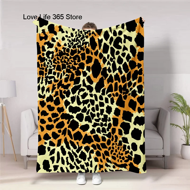 

Leopard Printed Flannel Blanket For Kids Adults Lightweight Travel Camping Sofa Home Bedroom Decor Blankets Polyester Plush