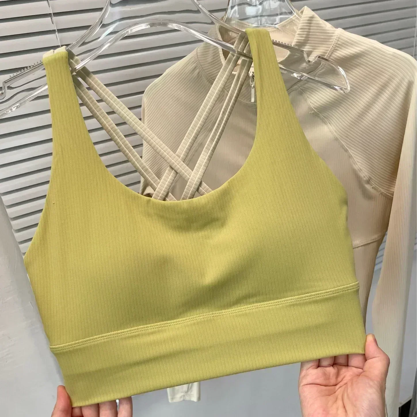 Lemon Energy Bra Ribbed Gym Sports One-piece Bras Color Cross Strap Yoga Pilates Underwear Shock-proof Breathable Quick Dry Vest