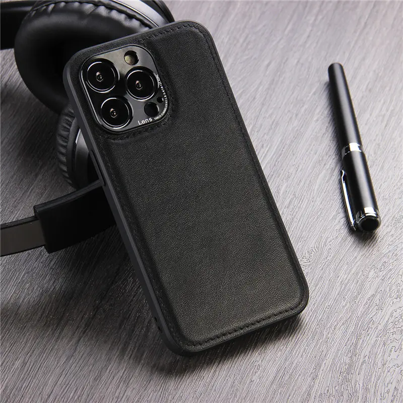 iphone 11 Pro Max clear case For iPhone 13 Pro Max Camera Protection PU Leather Phone Case For iPhone 12 11 Pro Max 13 Shockproof Bumper Business Back Cover leather iphone 11 Pro Max case