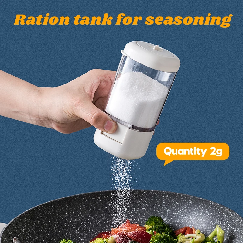 Seasoning Jar Salt Shaker Salt Pepper Shakers 2g Metering Salt Shaker Push Type Salt Dispenser Tank Sugar Bottle Shaker Canister Quantitative Spice Seasoning Box