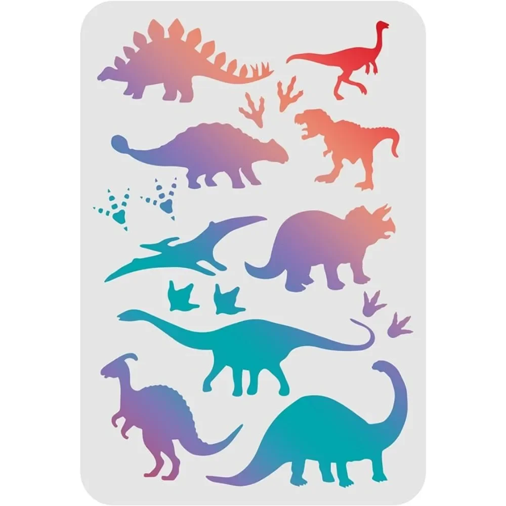 

Dinosaurs Stencils Template 8.3x11.7inch Plastic Tyrannosaurus Drawing Painting Stencils Rectangle Prints Pattern