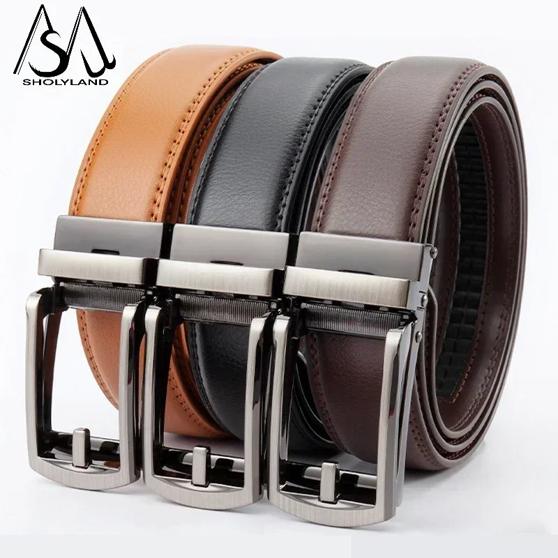 Leather Men's Belt Alloy Automatic Buckle Two-layer Cowhide Classic Business Versatile Men's Belt