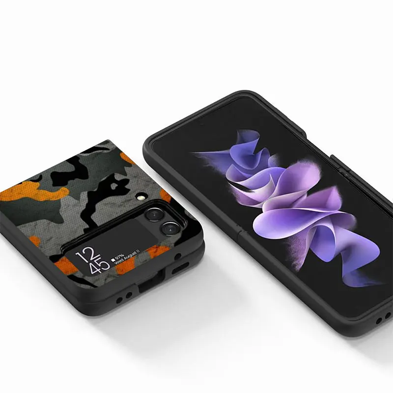 삼성 갤럭시 ZFlip3 ZFlip Z 플립 4 Z 플립 3 5G Flip4 ZFlip5 Flip3 백 블랙 위장 카모 밀리터리 용 전화 케이스