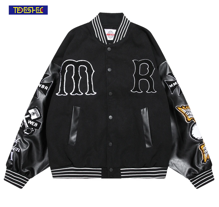 

Embroidery Letter Jacket Men Women Winter American Baseball Jacket Hip Hop Coat Oversized Casual Loose Trend Baseball Uniform