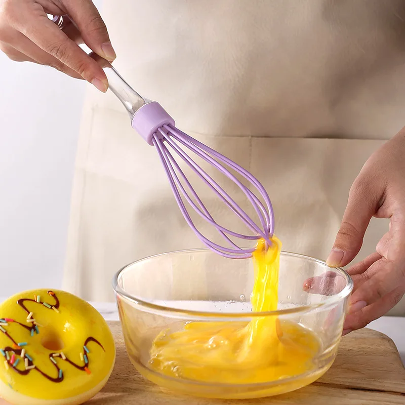 10 Inch Manual Egg Beater Silicone Handheld Kitchen Mixer Transparent