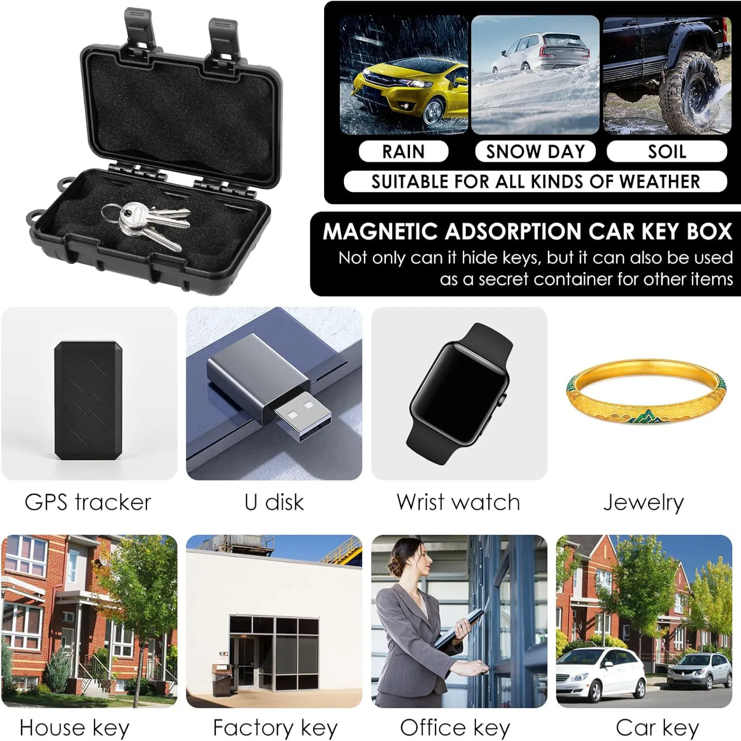 XISAOK Magnetic Car Key Holder Box Safe Hider Case Secret Hidden Storage Boxes For Money Office Truck Home