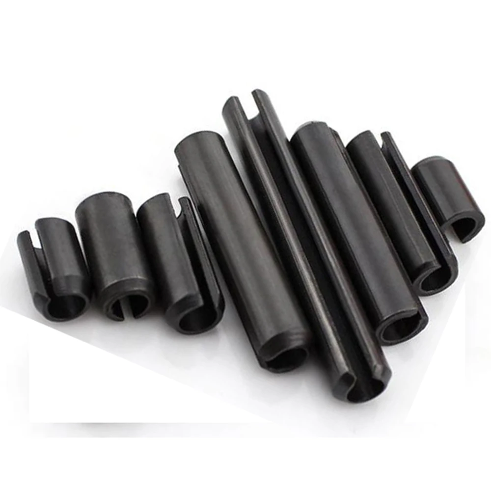 Black Zinc PlatedL6~16mm 30Pcs M1.5 Spring Pins Split Tension Roll Pin Kit 