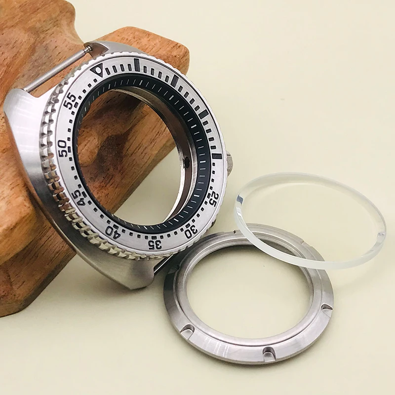 44Mm Nh35 Cassa Dell'Orologio Mod Seiko 6105 6309 Tartaruga Abalone Sostituire La Cassa Fit Nh35 Nh36 Movimento Dell'Orologio Custodia Subacquea Infer