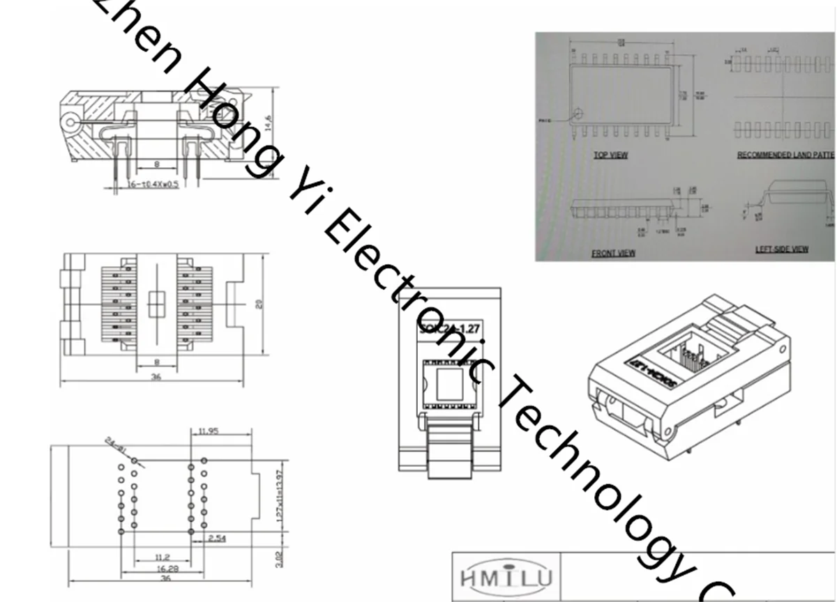 

SOIC24-1.27 flip test stand SOP chip packaging aging fixture adaptation 1.27 spacing burning stand