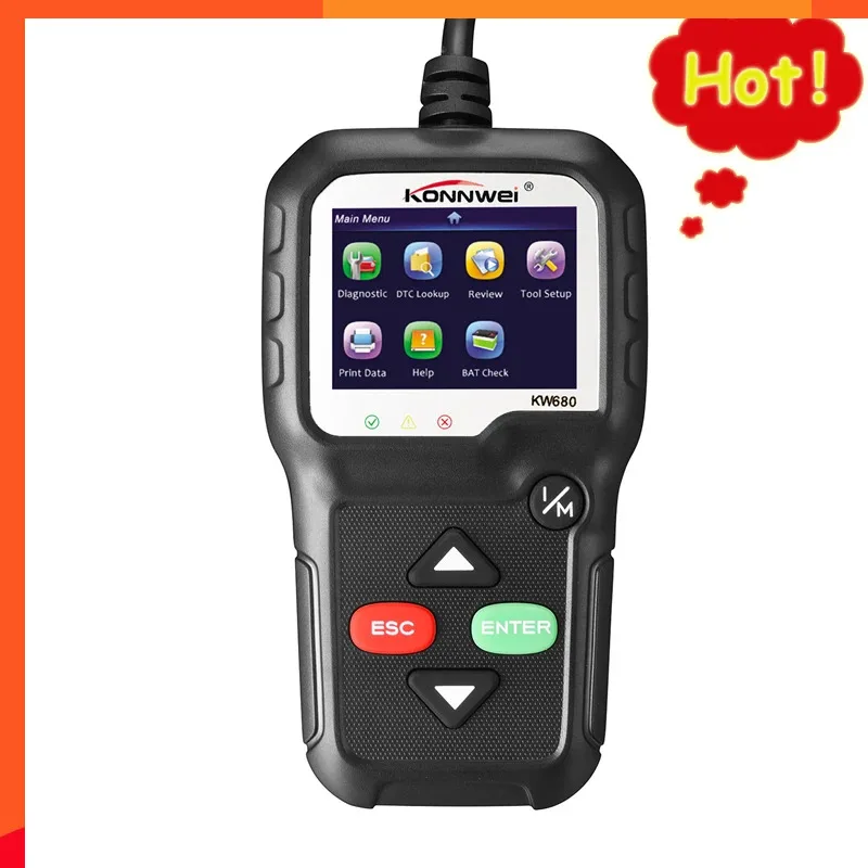 

New arrival Mini Multifunction OBD2 Auto Diagnostic Scanner KONNWE KW680 In Russian Gas Diesel Analyzer Car Automotive Scan Tool