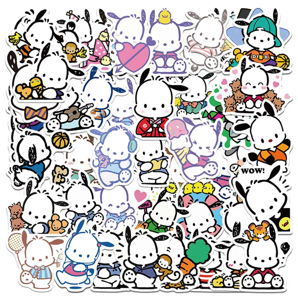 10/30/50pcs Sanrio Pochacco Cartoon Stickers Aesthetic DIY Scrapbooking Laptop Luggage Waterproof Cute Stickers for Kids Girls