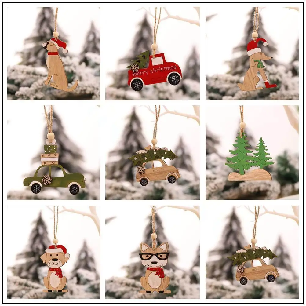 

8 шт., деревянные подвесные украшения для рождественской елки
