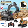 5 Channels 1:20 RC Trucks Remote Control Excavator Alloy Bucket Electric Light Music Crawler Construction Vehicle Toy Boy 1
