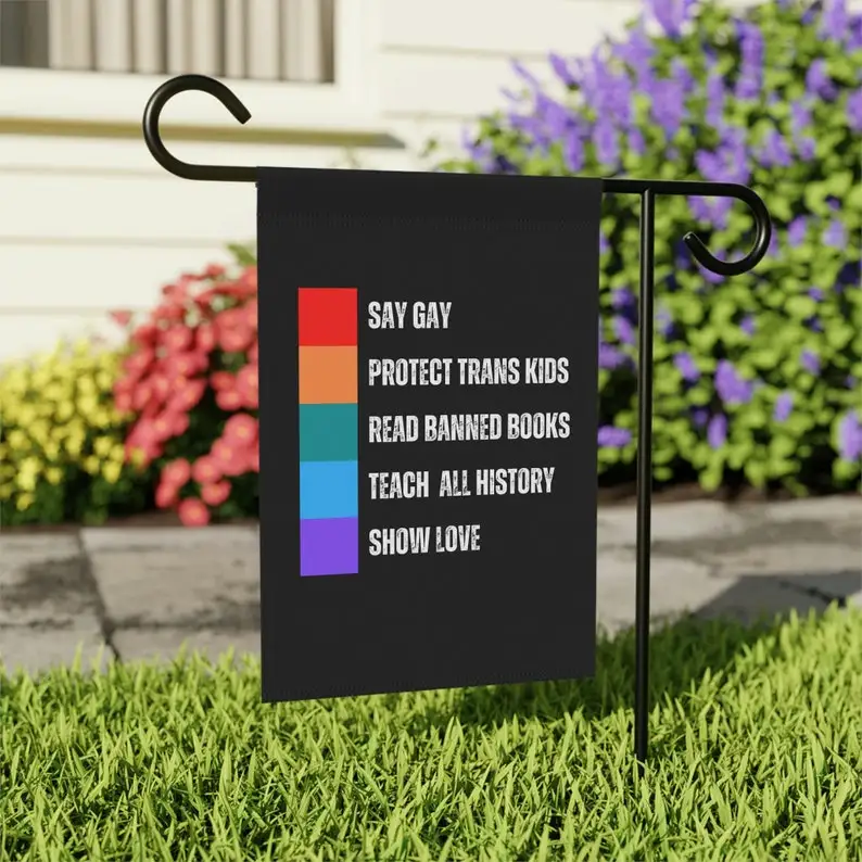 Say Gay Protect Trans Kids Leggi Libri Banned Rainbow Pride Garden Flag Equality House Banner Lgbtq Comunità Leftist Liberal Pro