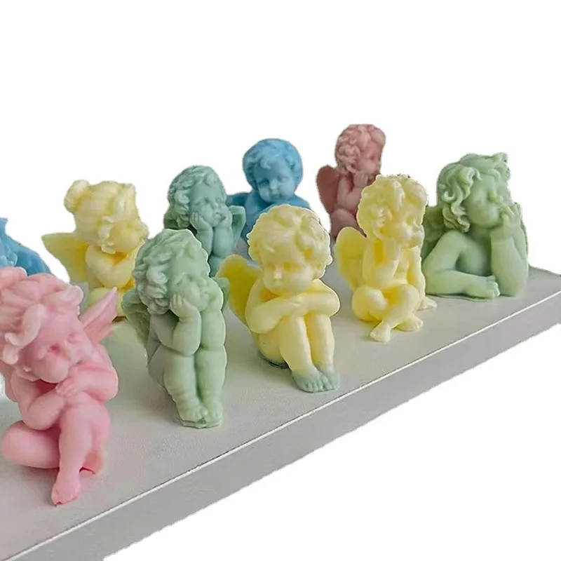 3D Angel Candle Silicone Mold Diy Cute Wings Baby Chocolate Ice Cake Mould Handmade Soap Plaster Resin Making Tool for Home Gift