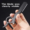 1+10pcs bladStainless Steel Classic Shaving Razor for Thumb Double Edge Haircutting Bald Head Eyebrow Shaping Hairdressing Stand 5