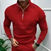 Autumn Thick Warm Knitted Sweaters Comfy Clothing Half Zip Fleece Winter Coat Solid Long Sleeve Turtleneck Shirts Pullover Men 2