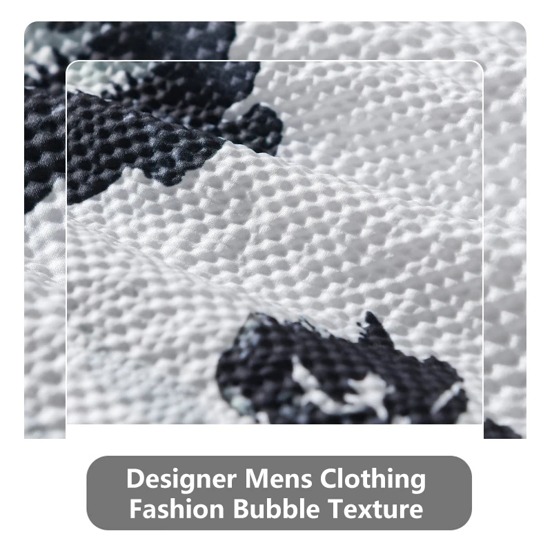 Men's Hawaiian Shirts Short Sleeve Beach Shirt Vacation Button Down Shirts Relaxed Fit Bubble Texture Casual Flower Printed Tops