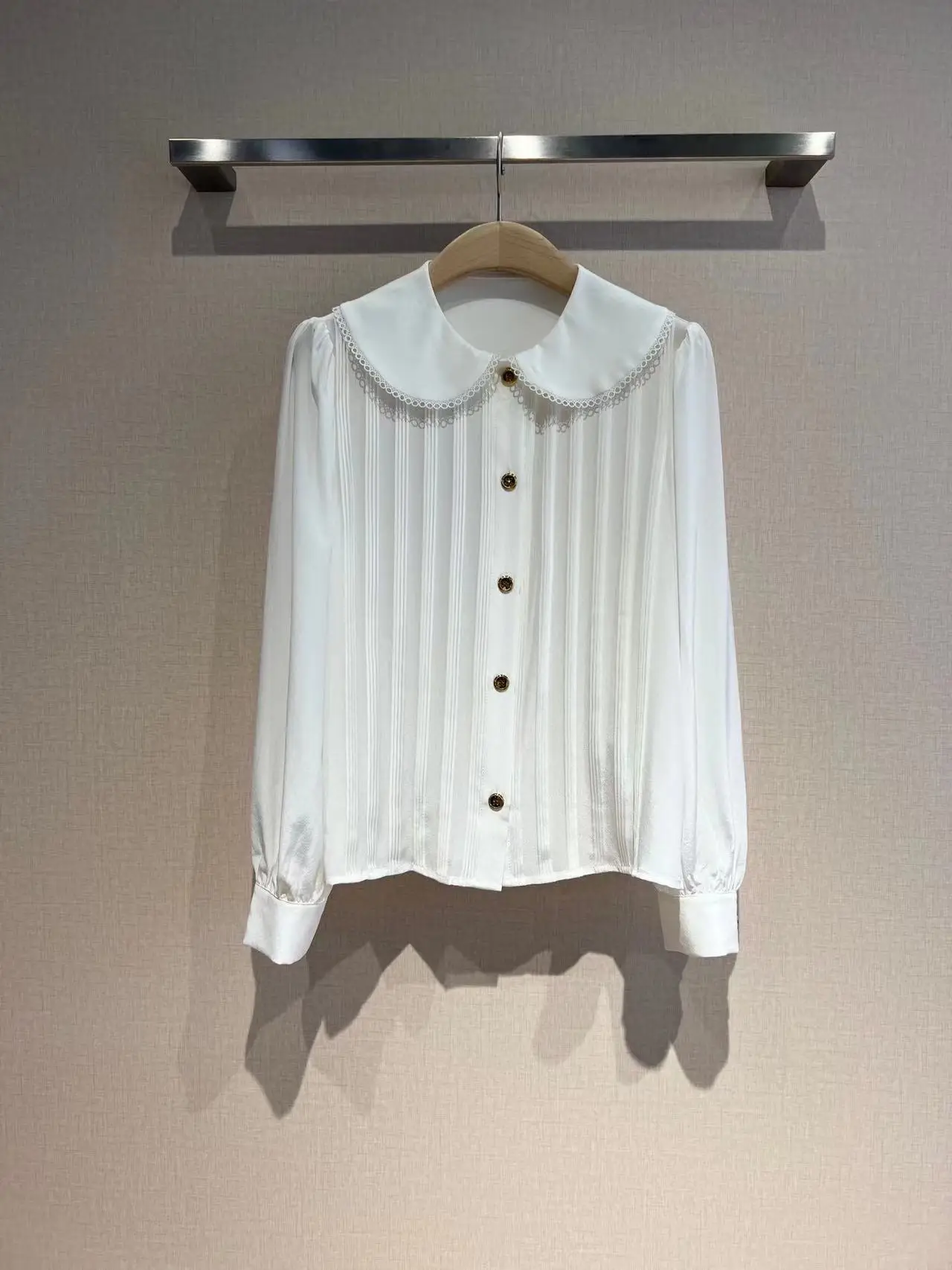 

Fyion Fashion Luxury Blouse 2022 Summer Spring New Design Women Runway High Quality Silk Single Breasted White Blouse