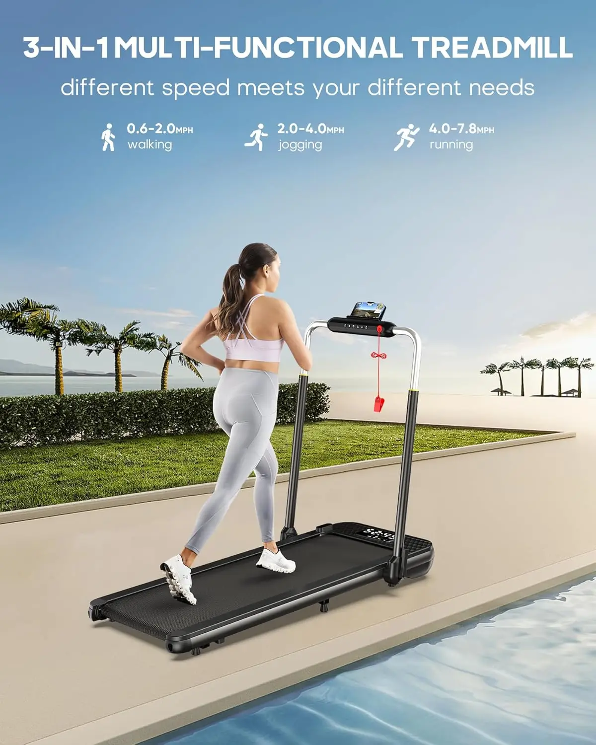 LB Capacity Walking Pad with 12% Incline, Voice Controlled Under Desk Treadmill Works with KIN