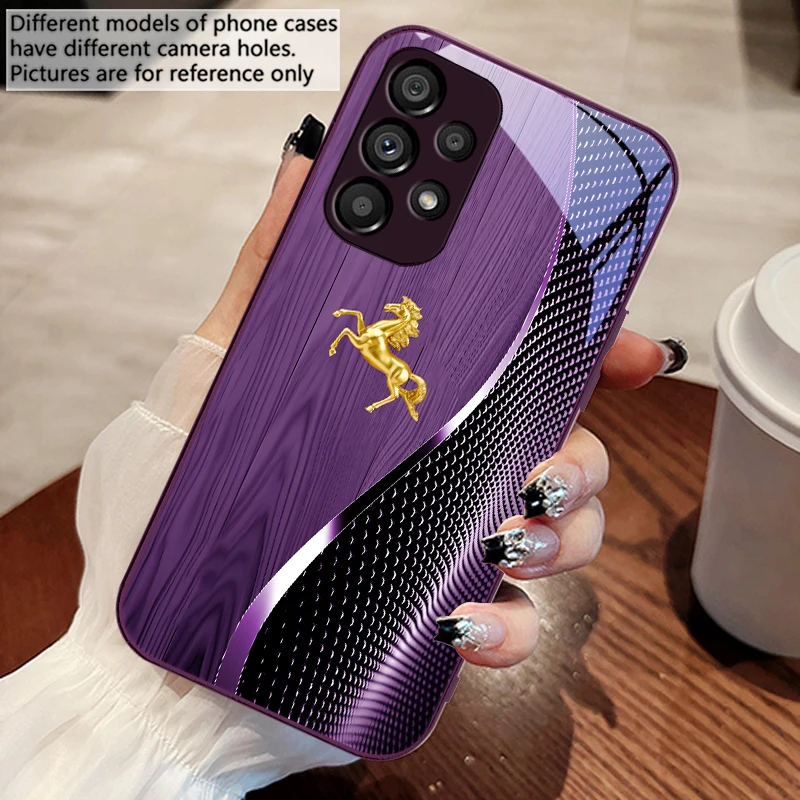 Wood Grain Golden Horse Glass Phone Case