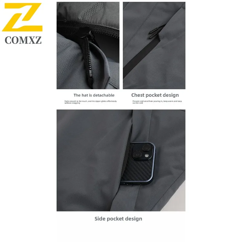COMXZ Men Jacket Thicken Outdoor Adventure Windproof Warm Parka Casual Solid Color Travel Lightweight Cold Resistant Winter Coat