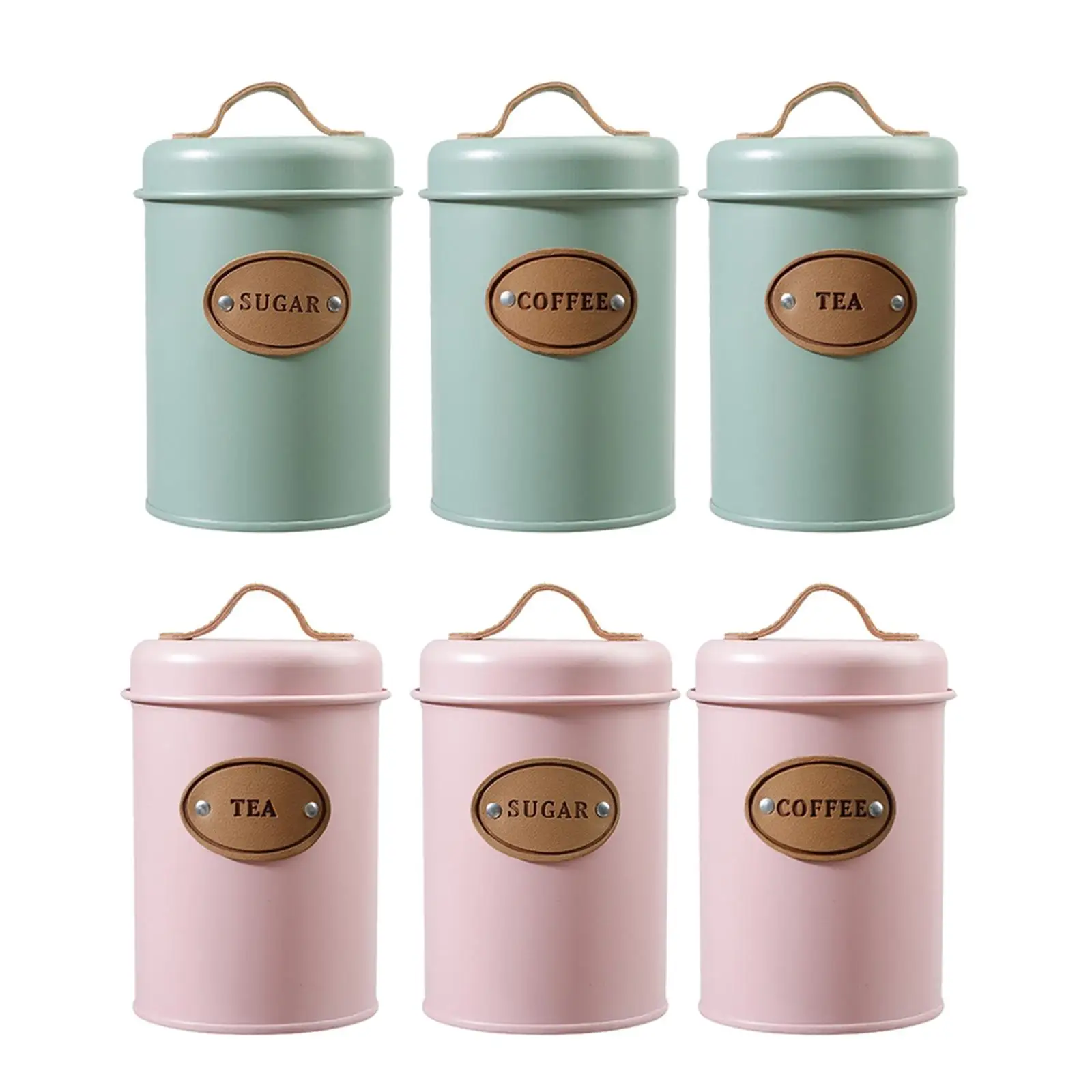 3 Pieces Sugar Coffee Tea Canister Airtight Lid Can Tin Keep Goods Fresh Kitchen Canisters Set