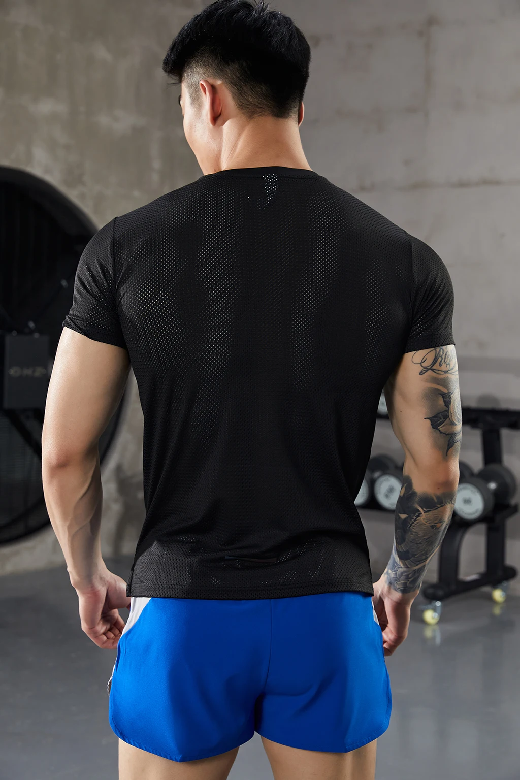 Mens Running Sports t Shirts Gym Fitness Training Spandex Summer Stretch T-shirt Male  Bodybuilding Tee Tops Clothing